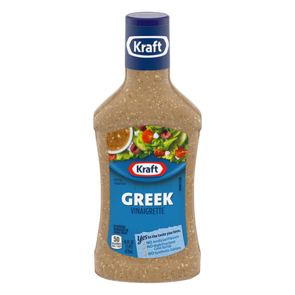 Kraft Greek Vinaigrette Salad Dressing, 16 fl oz Bottle