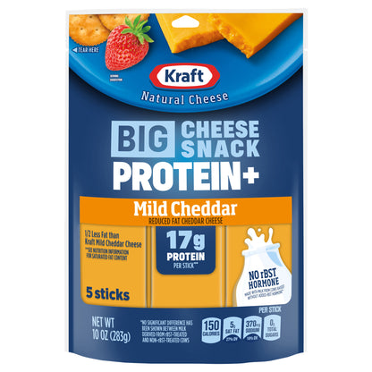 Kraft Reduced Fat Cheddar Protein Big Stick 10 oz Bag (5-2oz Sticks)
