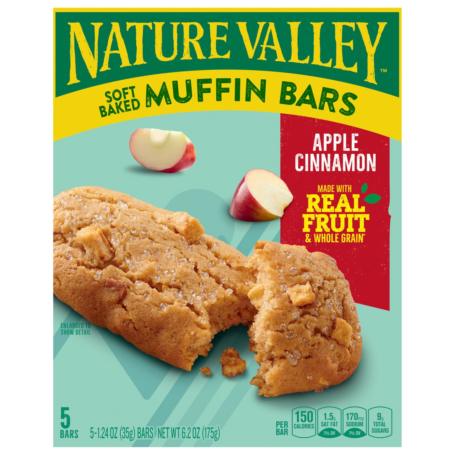 Nature Valley Soft-Baked Muffin Bars, Apple Cinnamon, Snack Bars, 5 Bars, 6.2 OZ