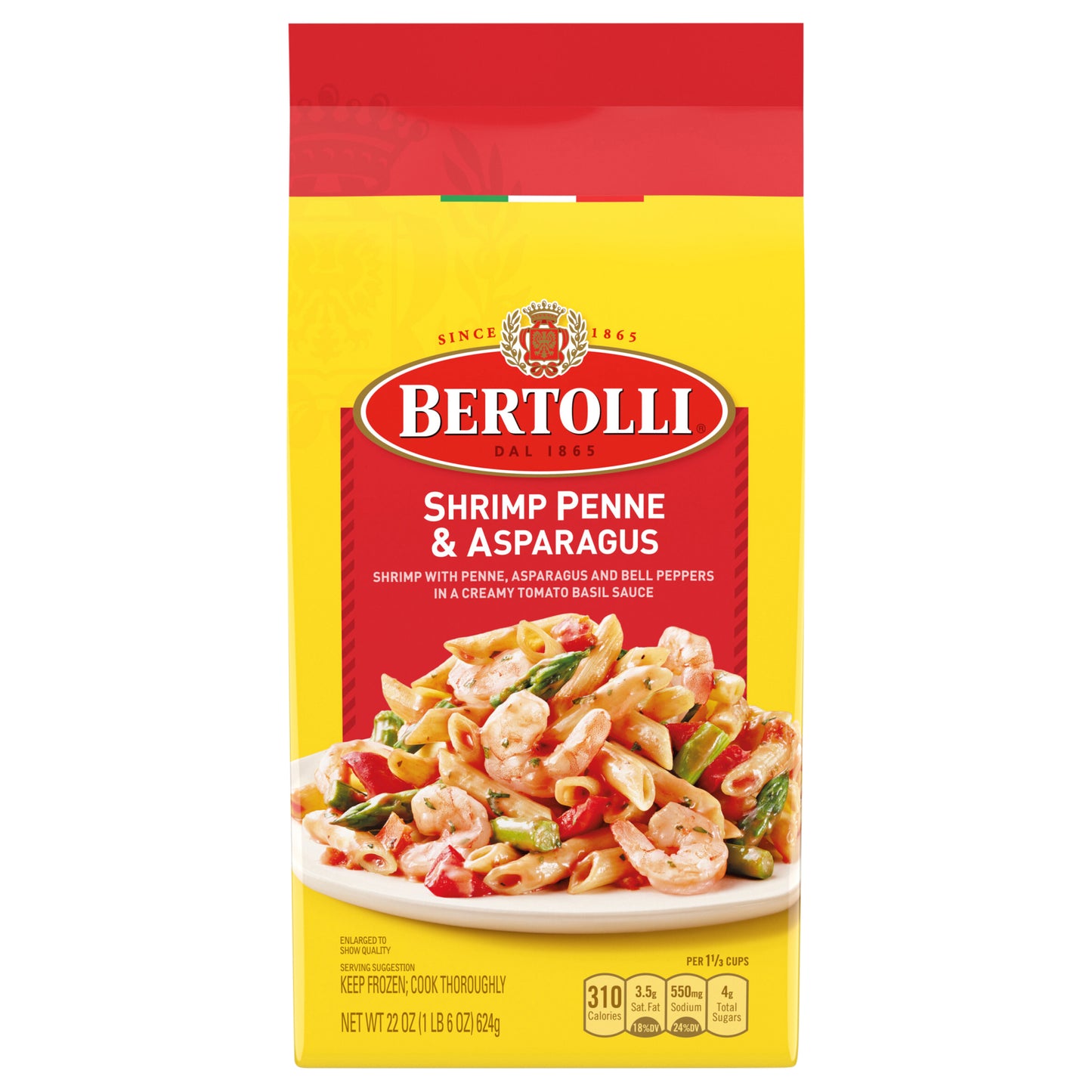 Bertolli Shrimp Penne & Asparagus Frozen Meals in a Creamy Tomato Basil Sauce, 22 oz.