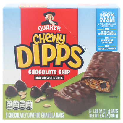 Quaker Chewy Dipps Chocolate Chip Granola Bars 6 - 1.09 oz Bars
