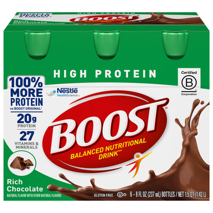 Boost High Protein Rich Chocolate Balanced Nutritional Drink 6 - 8 fl oz Bottles