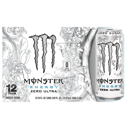 Monster Energy Zero Sugar Zero Ultra Energy Drink 12 - 16 fl oz Cans