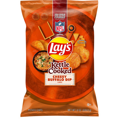 Lay's Kettle Cooked Potato Chips Cheesy Buffalo Dip Flavored 8 Oz