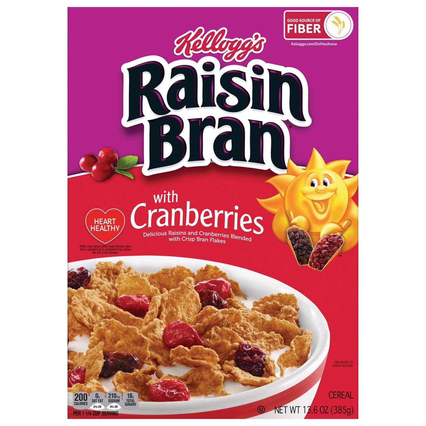 Kellogg's Raisin Bran Breakfast Cereal Original with Cranberries, 13.6 oz