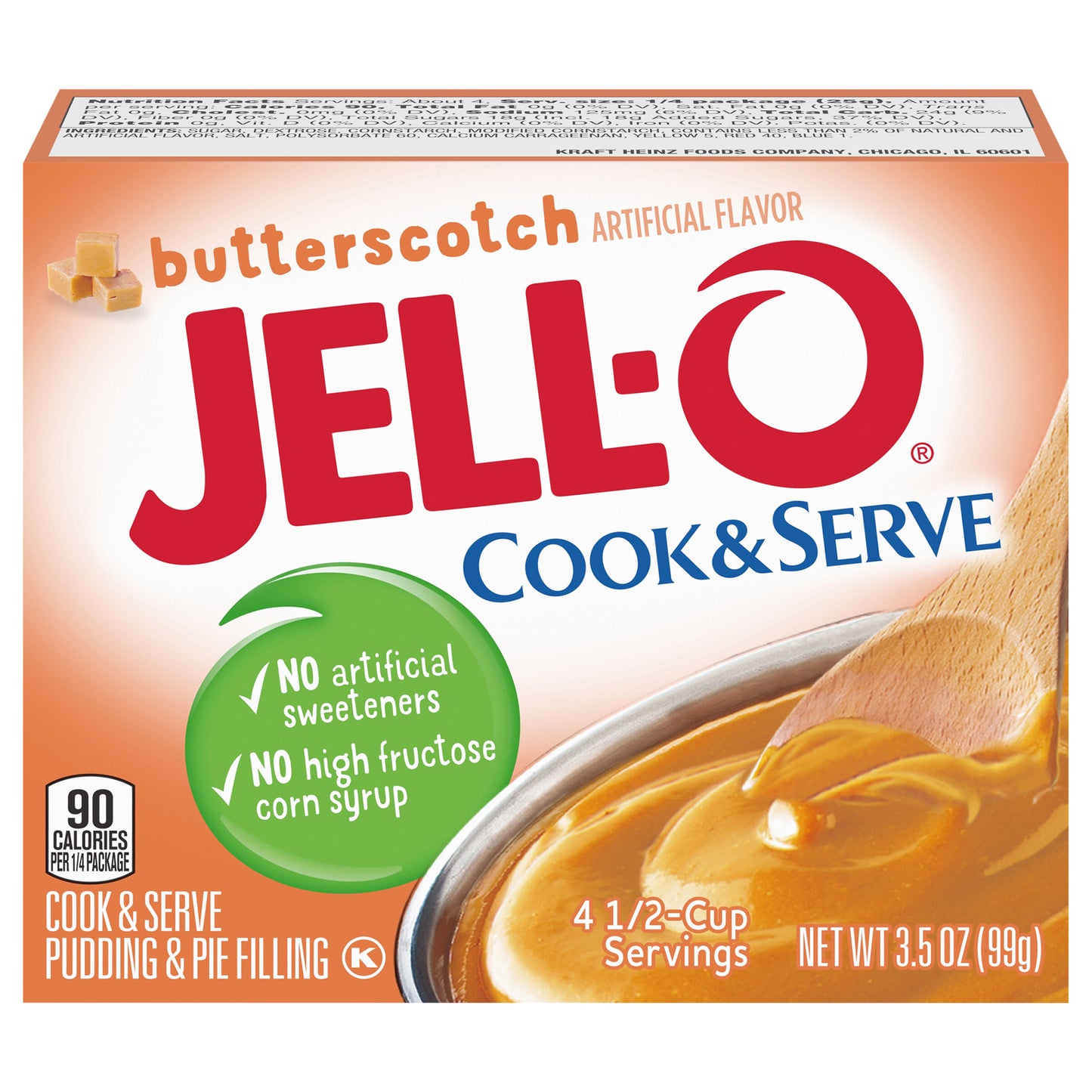 Jell-O Cook & Serve Butterscotch Artificially Flavored Pudding & Pie Filling Mix, 3.5 oz Box