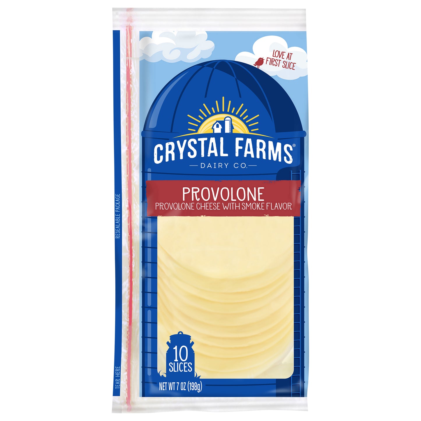 Crystal Farms Provolone Sliced Cheese, 7 oz, 10 count