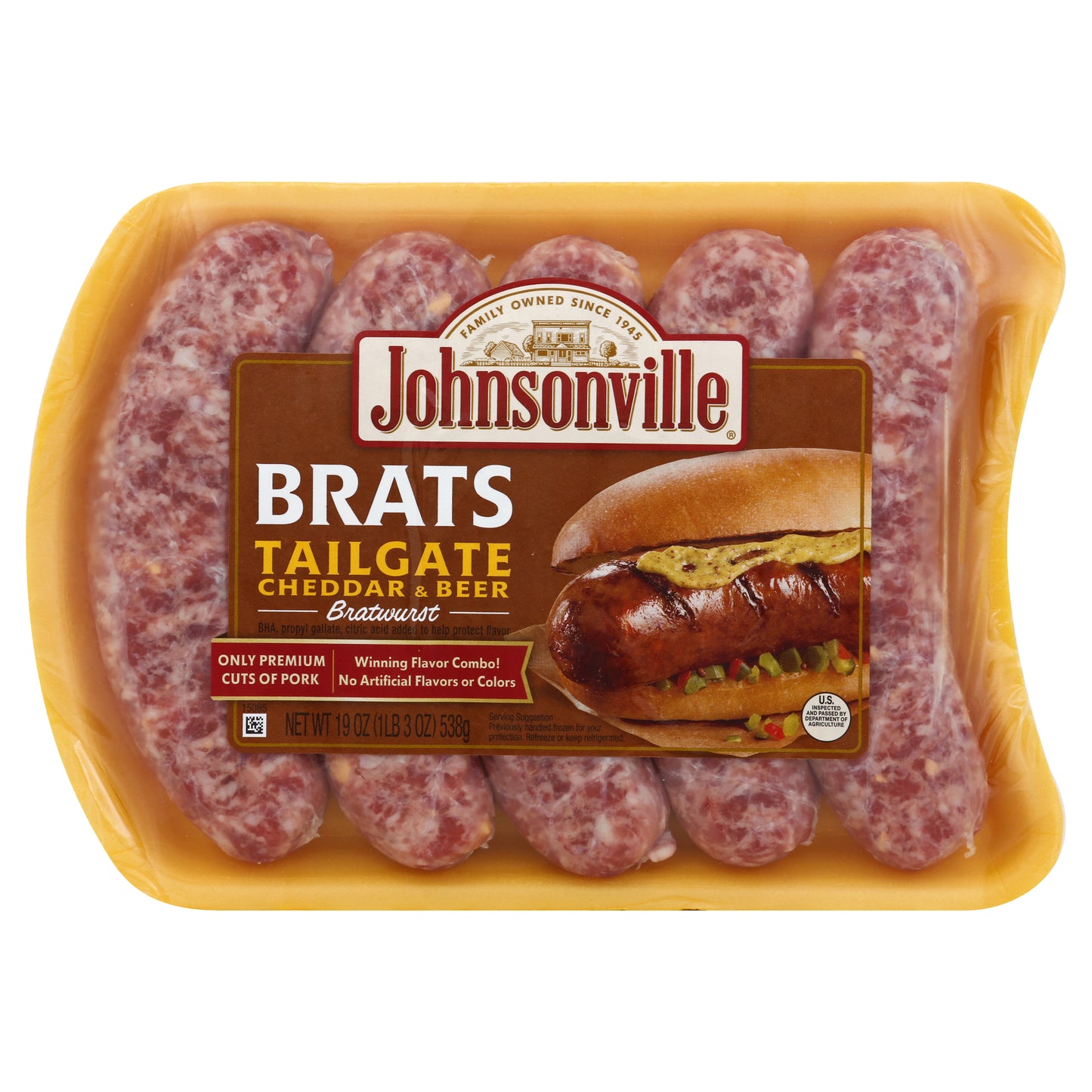Johnsonville Bratwurst 19 oz - BRATS TAILGATE CHEDDAR BEER