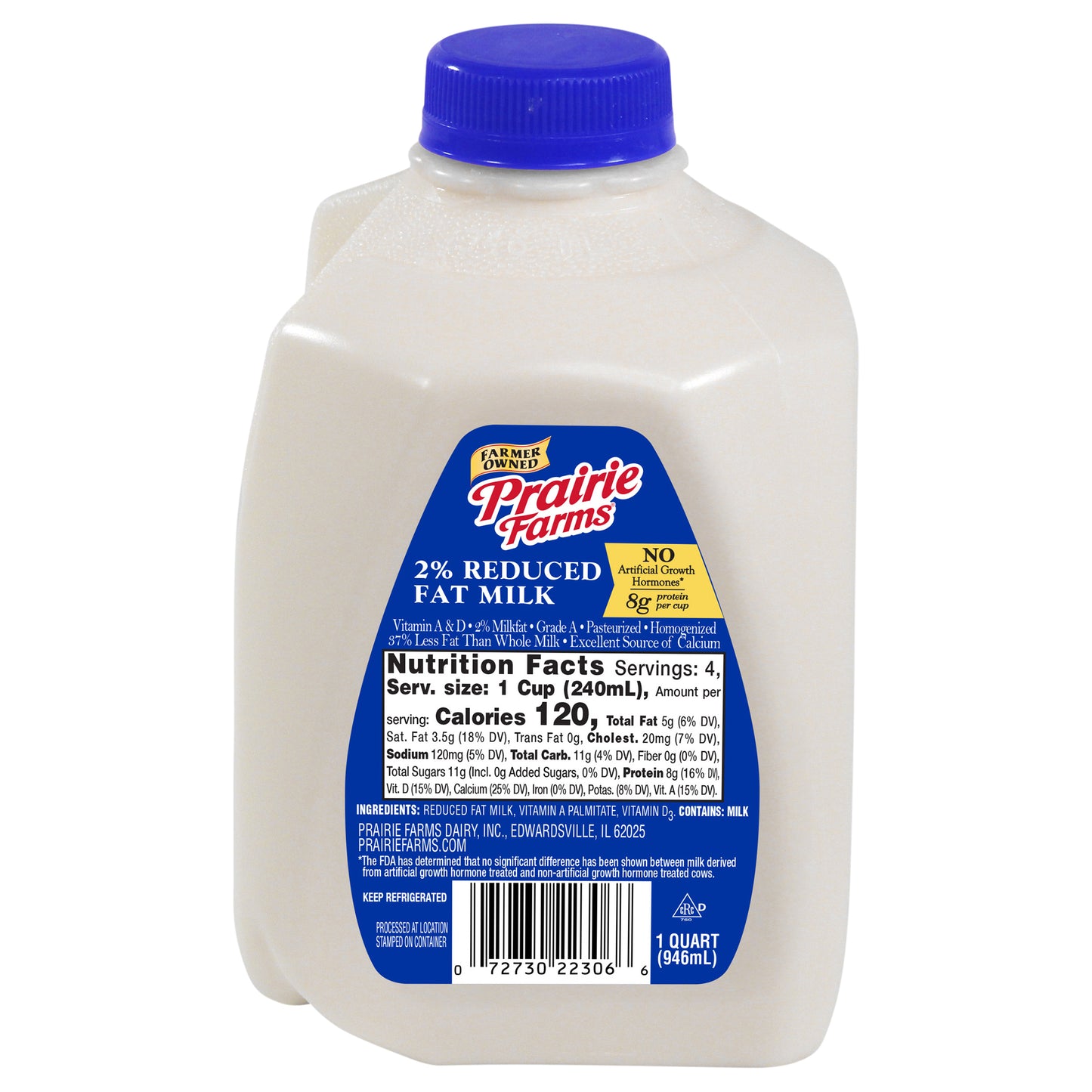 Prairie Farms 2% Reduced Fat Milk, Quart, 32 Fl Oz
