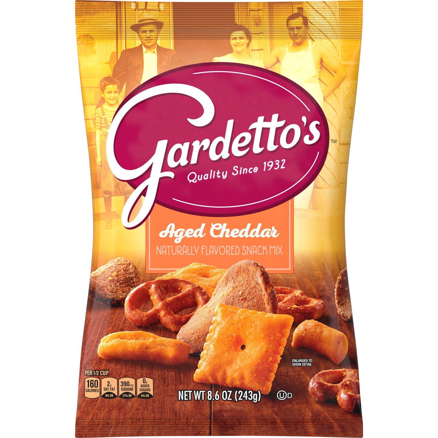 Gardetto's Snack Mix, Aged Cheddar, Pub and Party Mix, 8.6 oz Bag