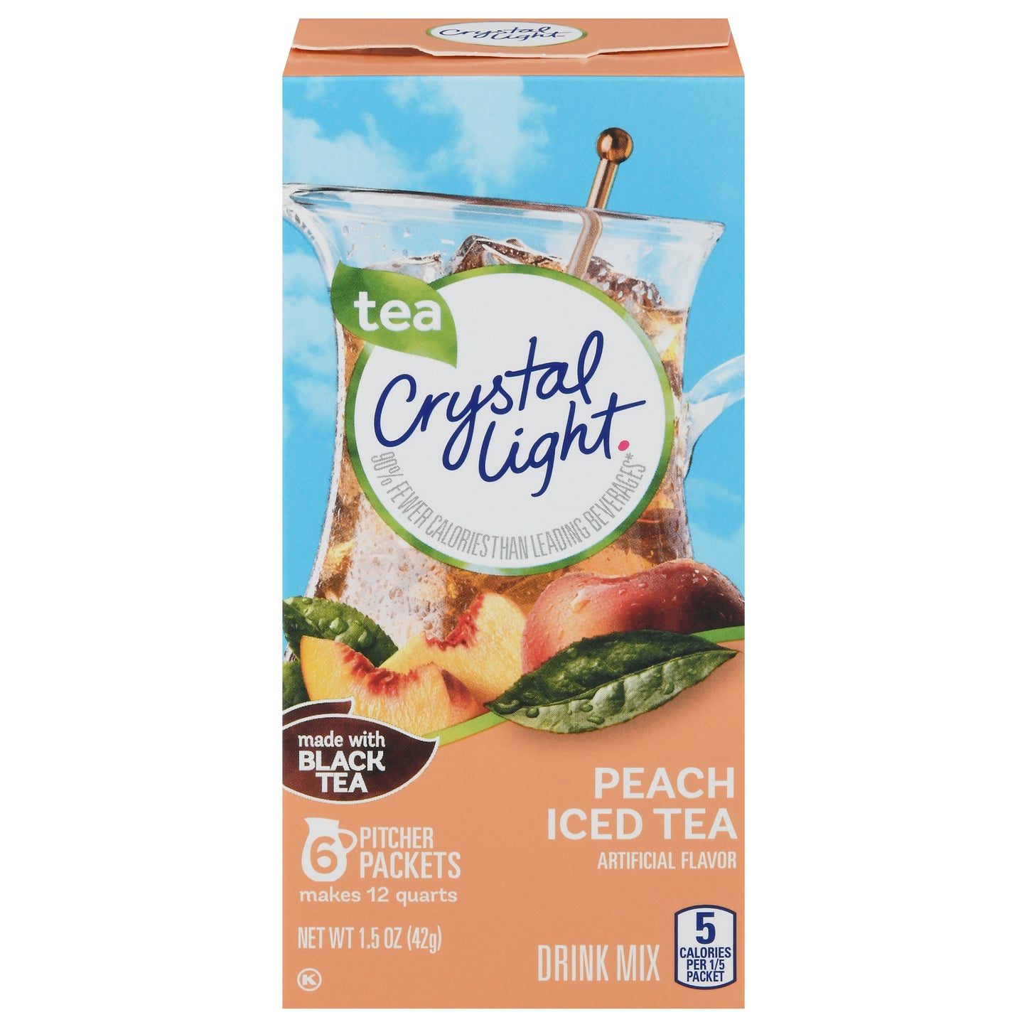 Crystal Light Pitcher Packets Peach Iced Tea Drink Mix 6 Pack. 6 ea