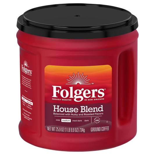 Folgers House Blend Ground Coffee, Medium Roast Coffee, 25.9 Ounce Canister