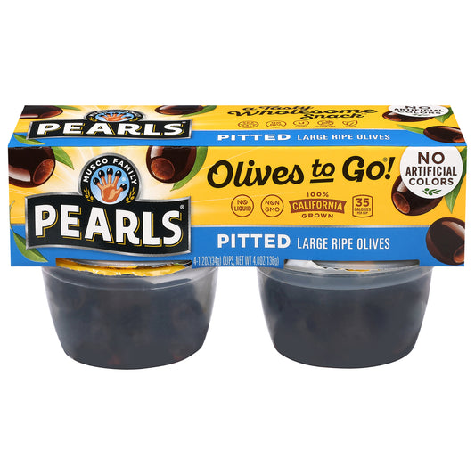 Pearls Olives to Go! Pitted Ripe Large Olives 4 - 1.2 oz Cups