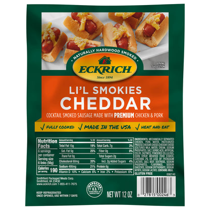 Eckrich Cheddar Li'l Smokies Cocktail Smoked Sausages, 12 oz
