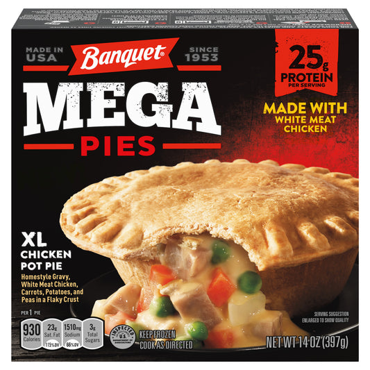 Banquet Mega Frozen Meal, XL Chicken Pot Pie, 14 Ounce