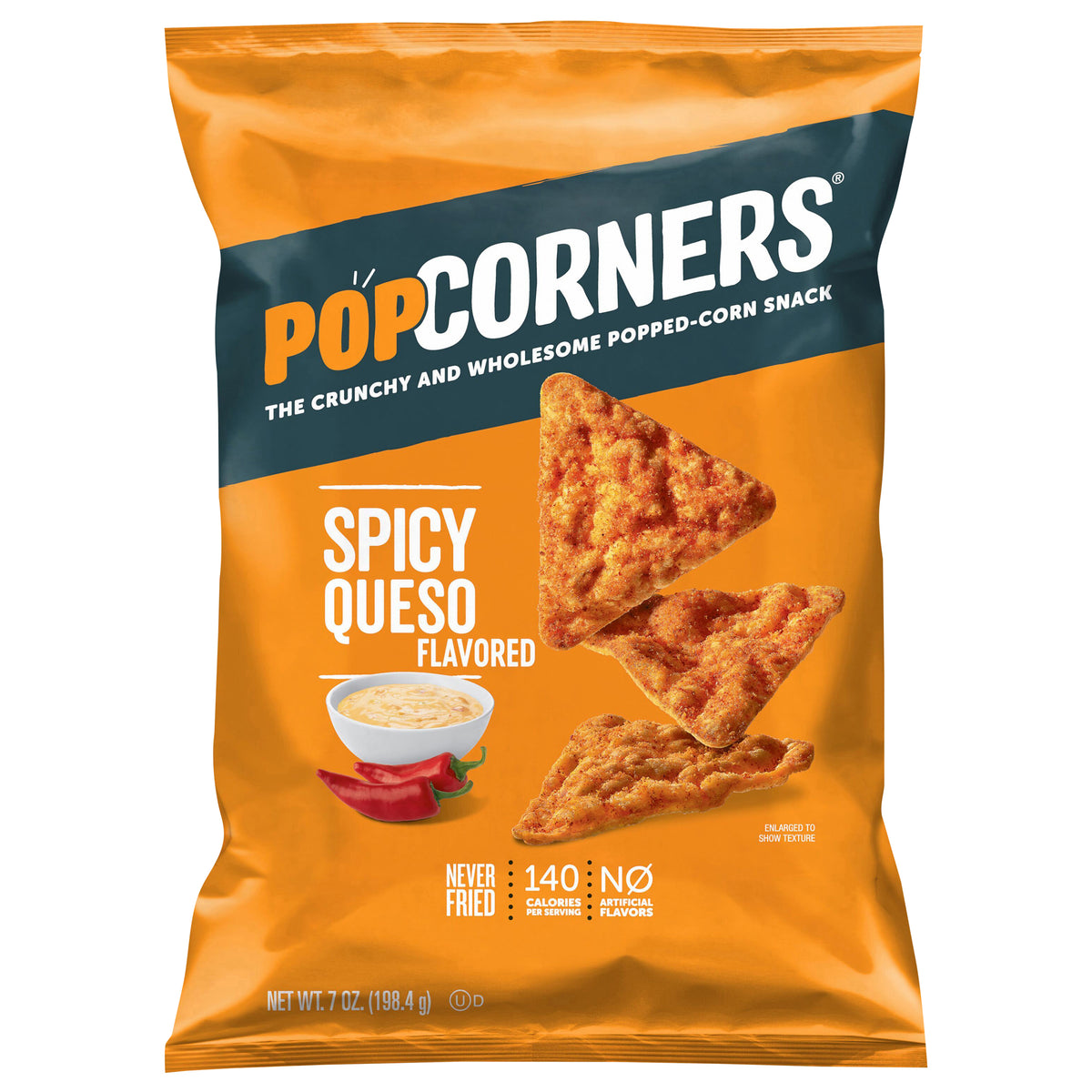 PopCorners The Crunchy And Wholesome Popped-Corn Snack Spicy Queso Flavored 7 Oz