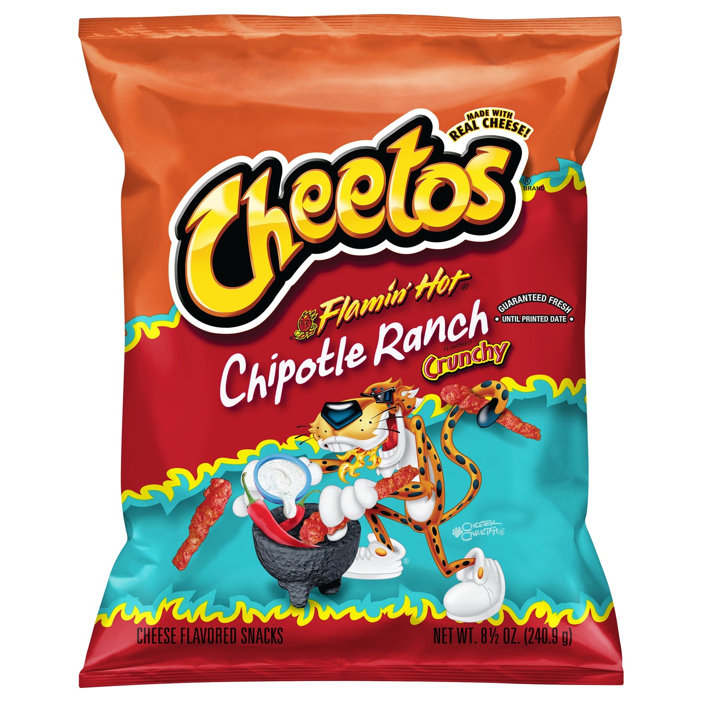 Cheetos Flamin' Hot Crunchy Chipotle Ranch Flavored Cheese Flavored Snacks 8.5 oz