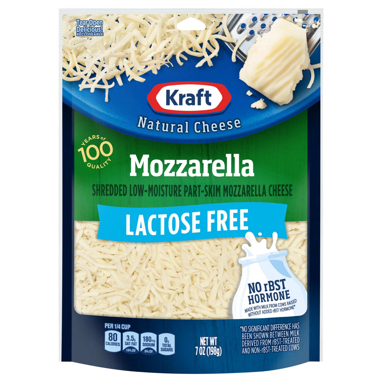 Kraft Lactose Free LMPS Mozzarella Shredded Natural Cheese 7 oz Bag