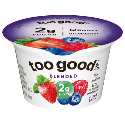 Too Good & Co. Mixed Berry Yogurt-Cultured Ultra-Filtered Low Fat Milk Product, 5.3 OZ Cup