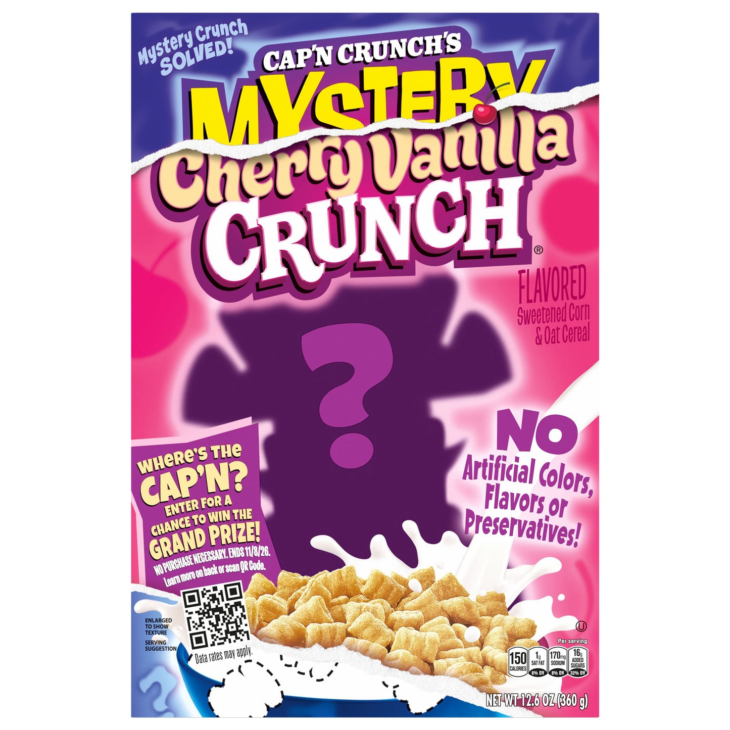 Cap'n Crunch's Crunch Sweetened Corn & Oat Cereal Mystery Cherry Vanilla 12.6 Oz LTO