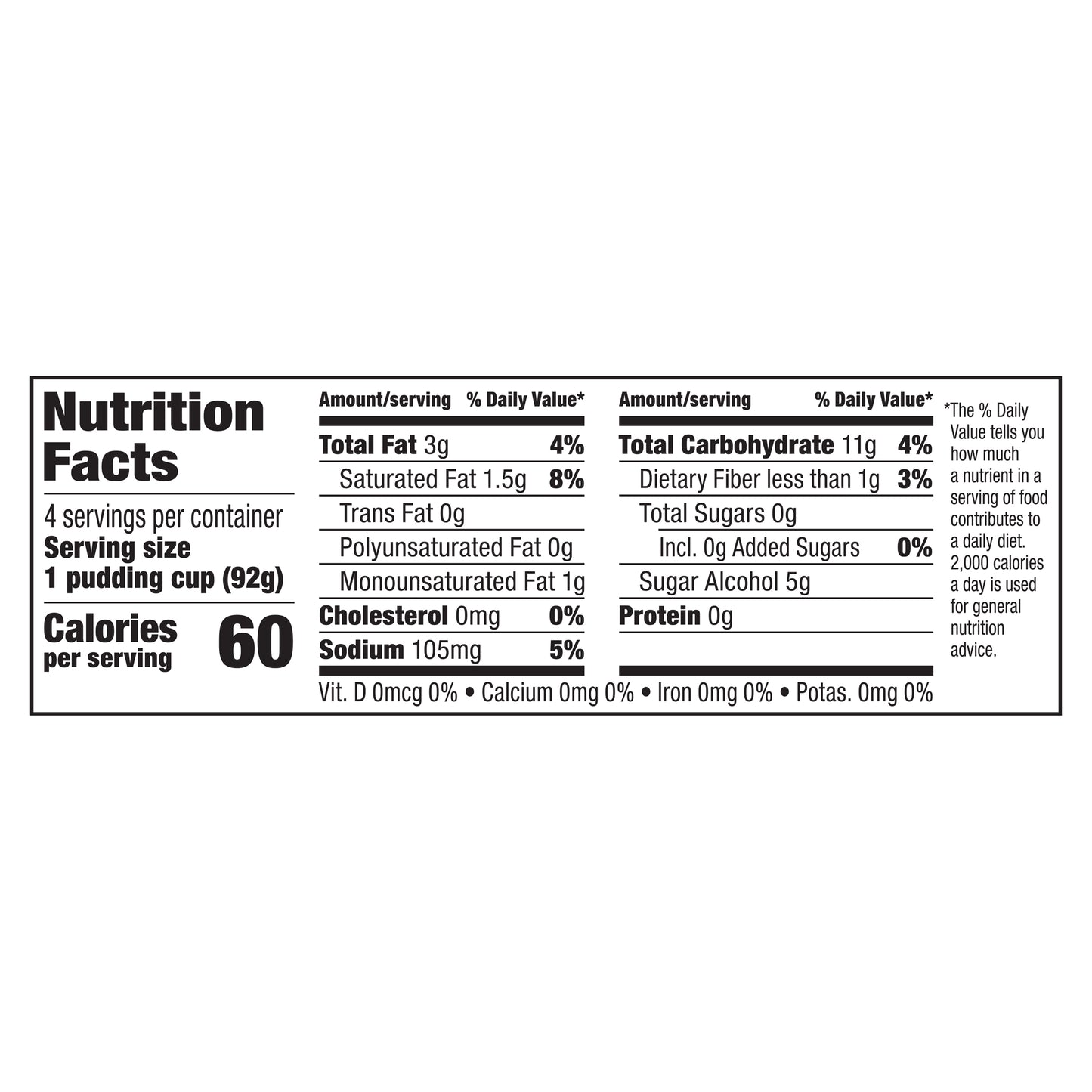 Snack Pack Sugar Free Chocolate Flavored Pudding, 4 Count Pudding Cups (12 Pack) - Vanilla