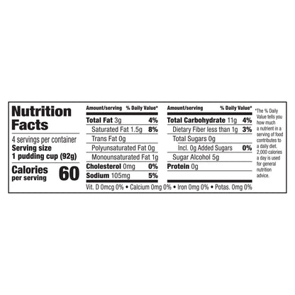 Snack Pack Sugar Free Chocolate Flavored Pudding, 4 Count Pudding Cups (12 Pack) - Vanilla