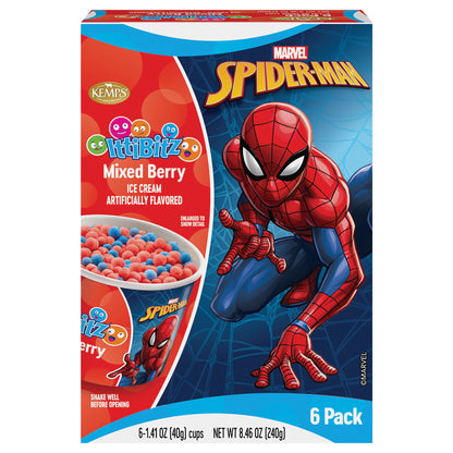 Kemps IttiBitz Marvel's Spider-Man Mixed Berry Ice Cream Cups 6 Pack / 1.41 Oz
