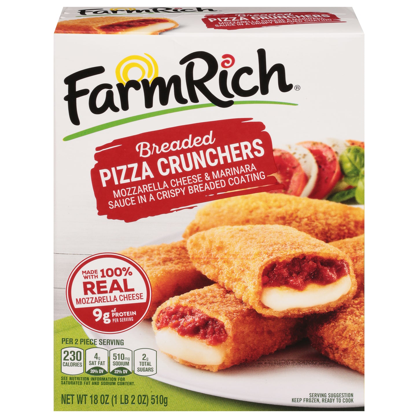Farm Rich Breaded Pizza Crunchers made with 100% Real Mozzarella Cheese, 18oz
