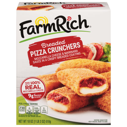 Farm Rich Breaded Pizza Crunchers made with 100% Real Mozzarella Cheese, 18oz