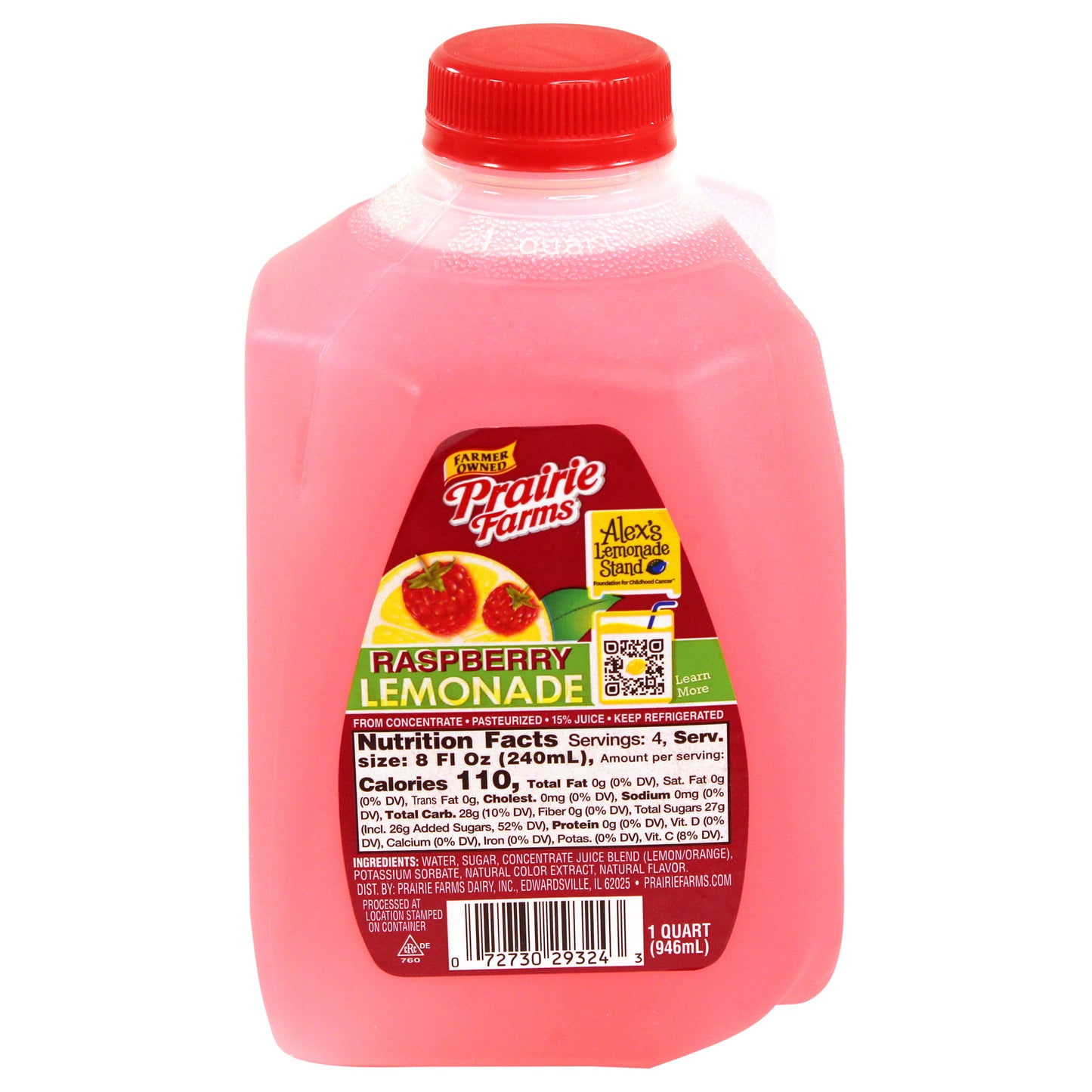 Prairie Farms Raspberry Lemonade, Quart, 32 Fl Oz