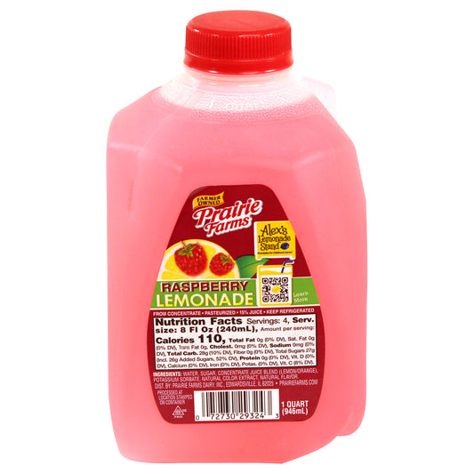 Prairie Farms Raspberry Lemonade, Quart, 32 Fl Oz