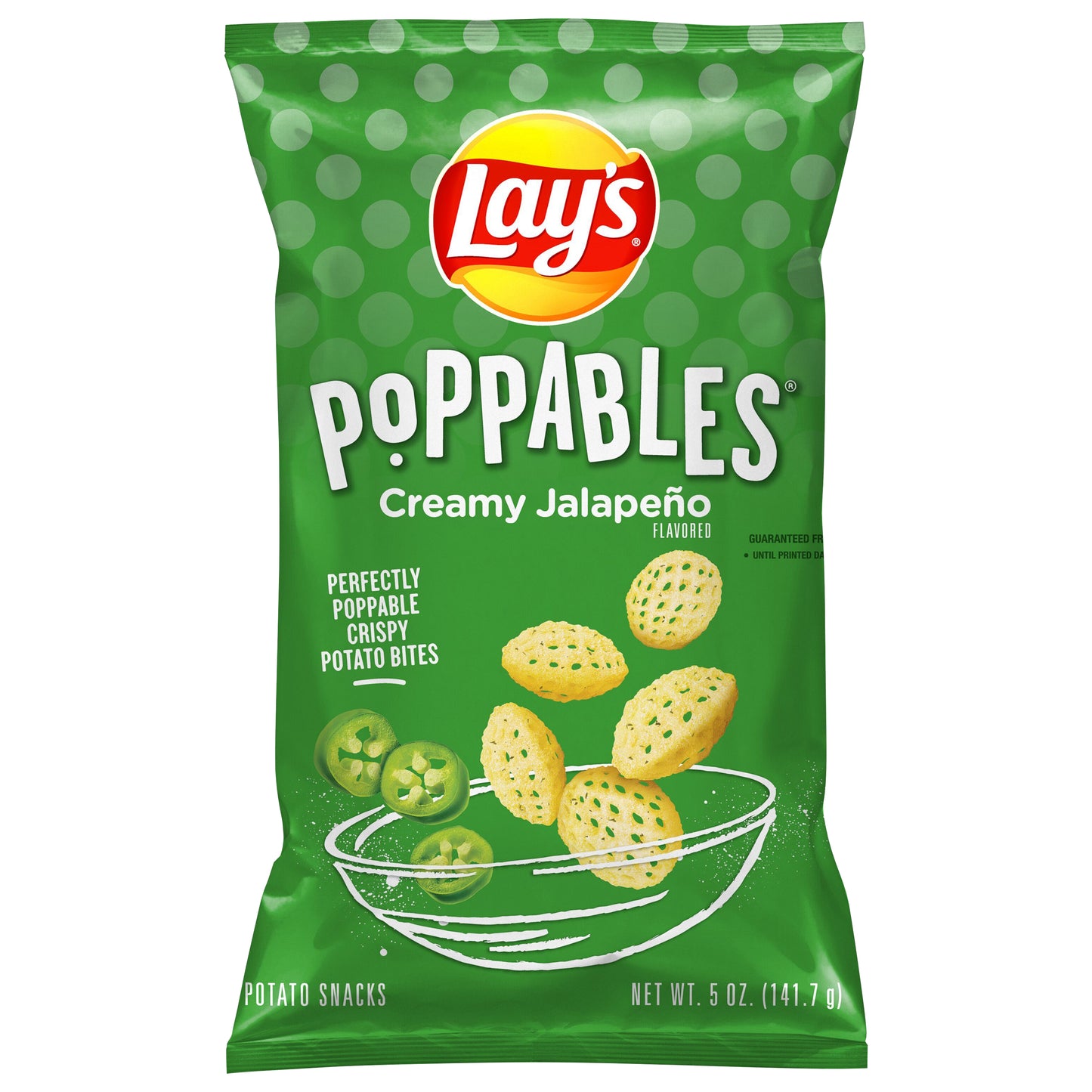 Lay's Poppables Potato Snacks Creamy Jalapeno Flavored 5 Oz