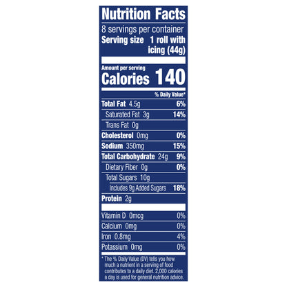 Pillsbury Cinnamon Rolls with Cream Cheese Icing, Refrigerated Canned Pastry Dough, 8 ct., 12.4 oz
