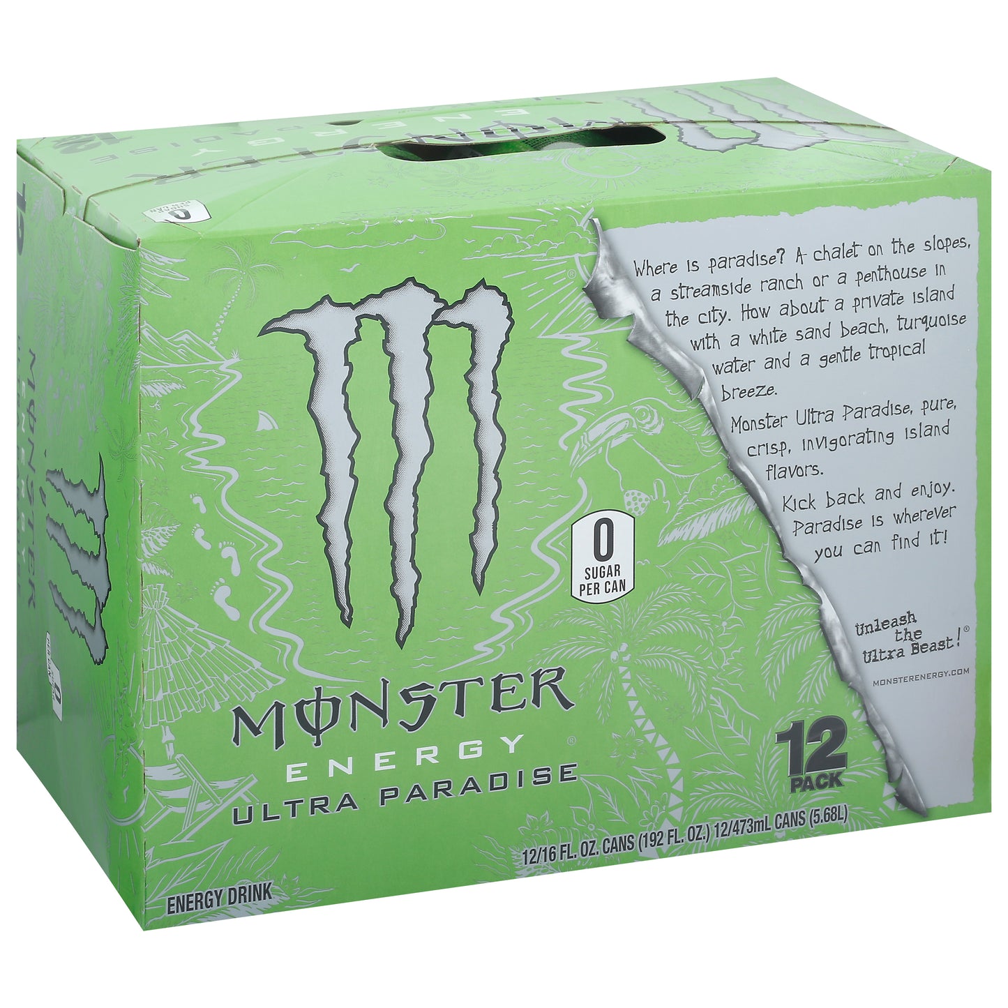 Monster 12 Pack Ultra Paradise Energy Drink 16 fl oz Can 12 ea Box