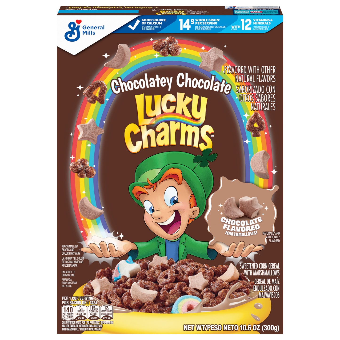 Lucky Charms Chocolatey Chocolate Cereal with Marshmallows, Kids Breakfast Cereal, Made with Whole Grain, 10.6 oz