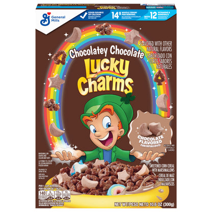 Lucky Charms Chocolatey Chocolate Cereal with Marshmallows, Kids Breakfast Cereal, Made with Whole Grain, 10.6 oz