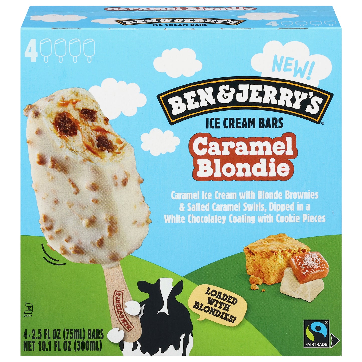 Ben & Jerry's Caramel Blondie Ice Cream Bars 4 - 2.5 fl oz Bars
