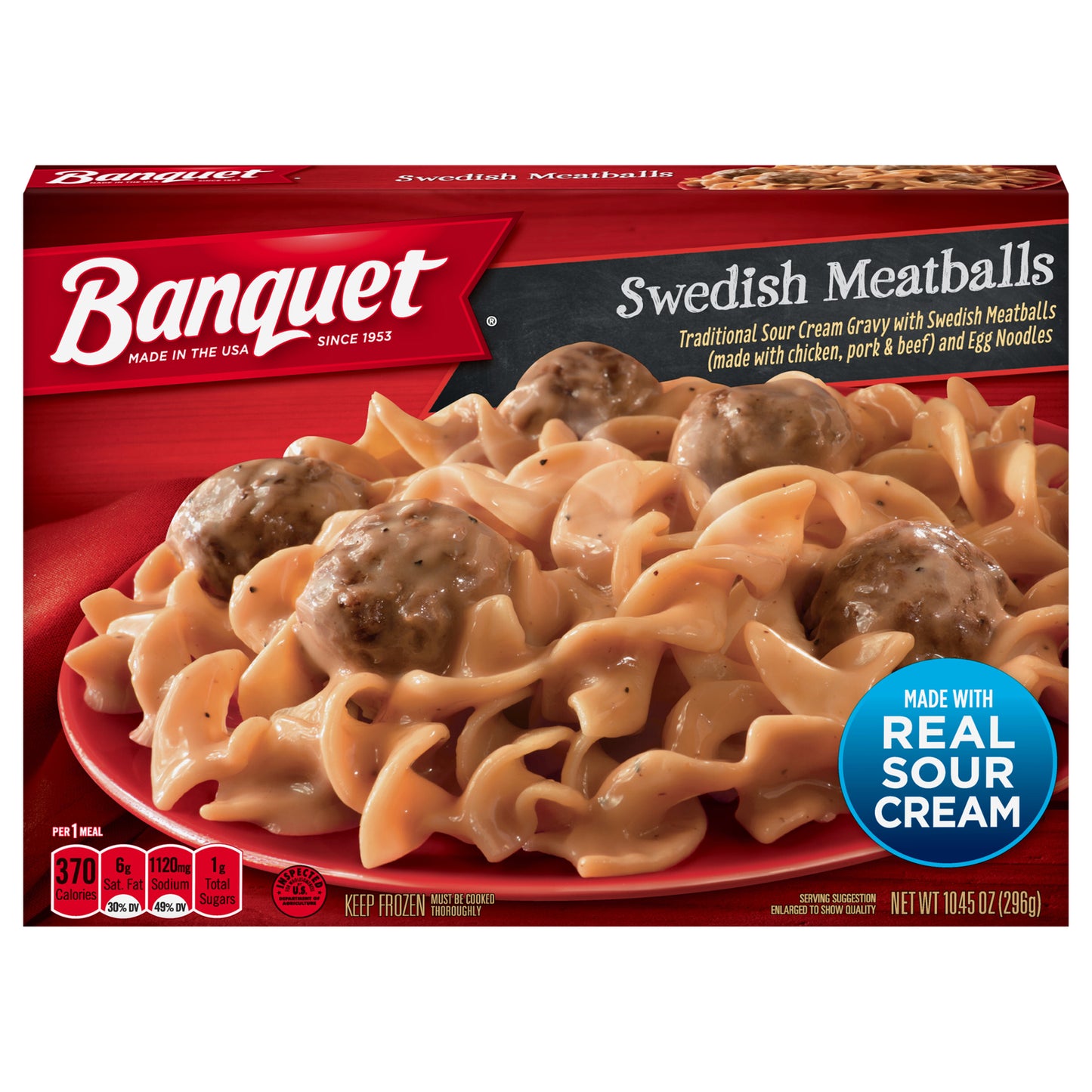 Banquet Classic Swedish Meatballs Frozen Single Serve Meal, 10.45 Ounce