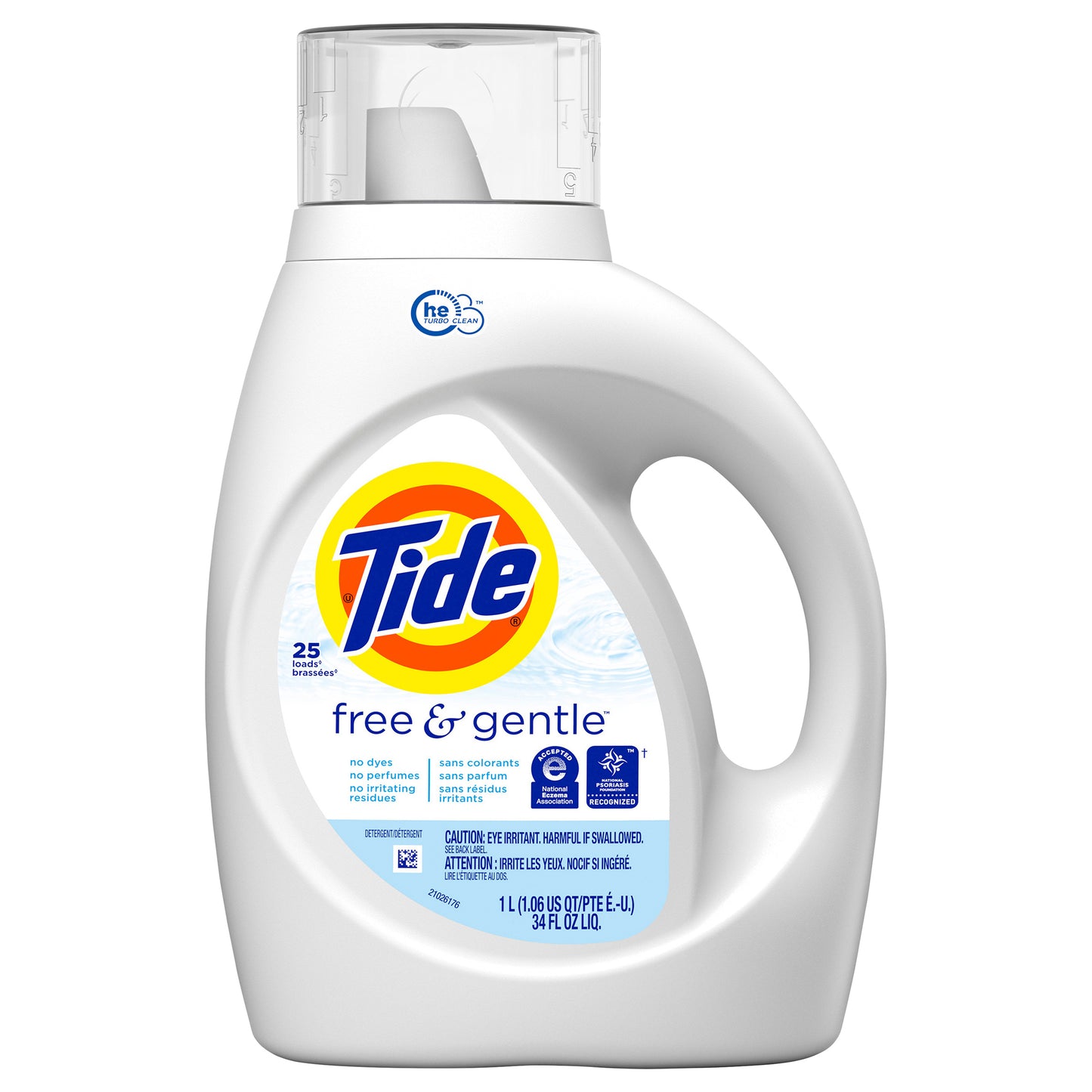 Tide Free & Gentle Liquid Laundry Detergent, 25 Loads, 34 fl oz, Tide Laundry Detergent, Clean Laundry Detergent