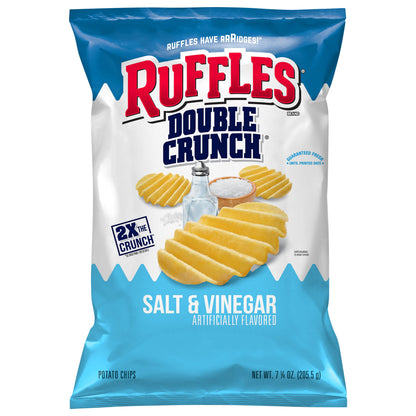 Ruffles Double Crunch Potato Chips Salt & Vinegar Artificially Flavored 7 1/4 Oz