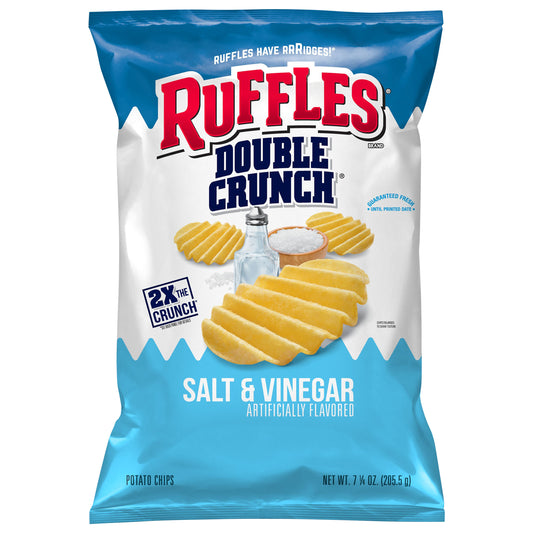 Ruffles Double Crunch Potato Chips Salt & Vinegar Artificially Flavored 7 1/4 Oz