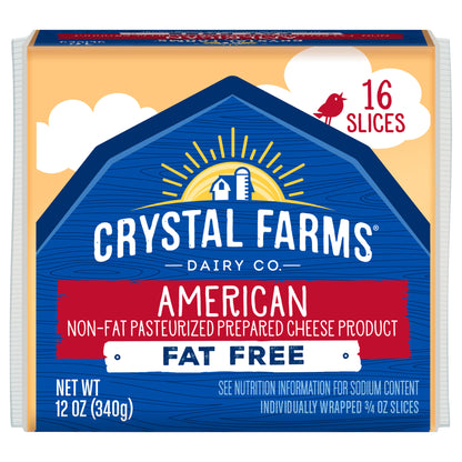 Crystal Farms Fat Free American Pasteurized Prepared Cheese Product, 12 oz, 16 slices