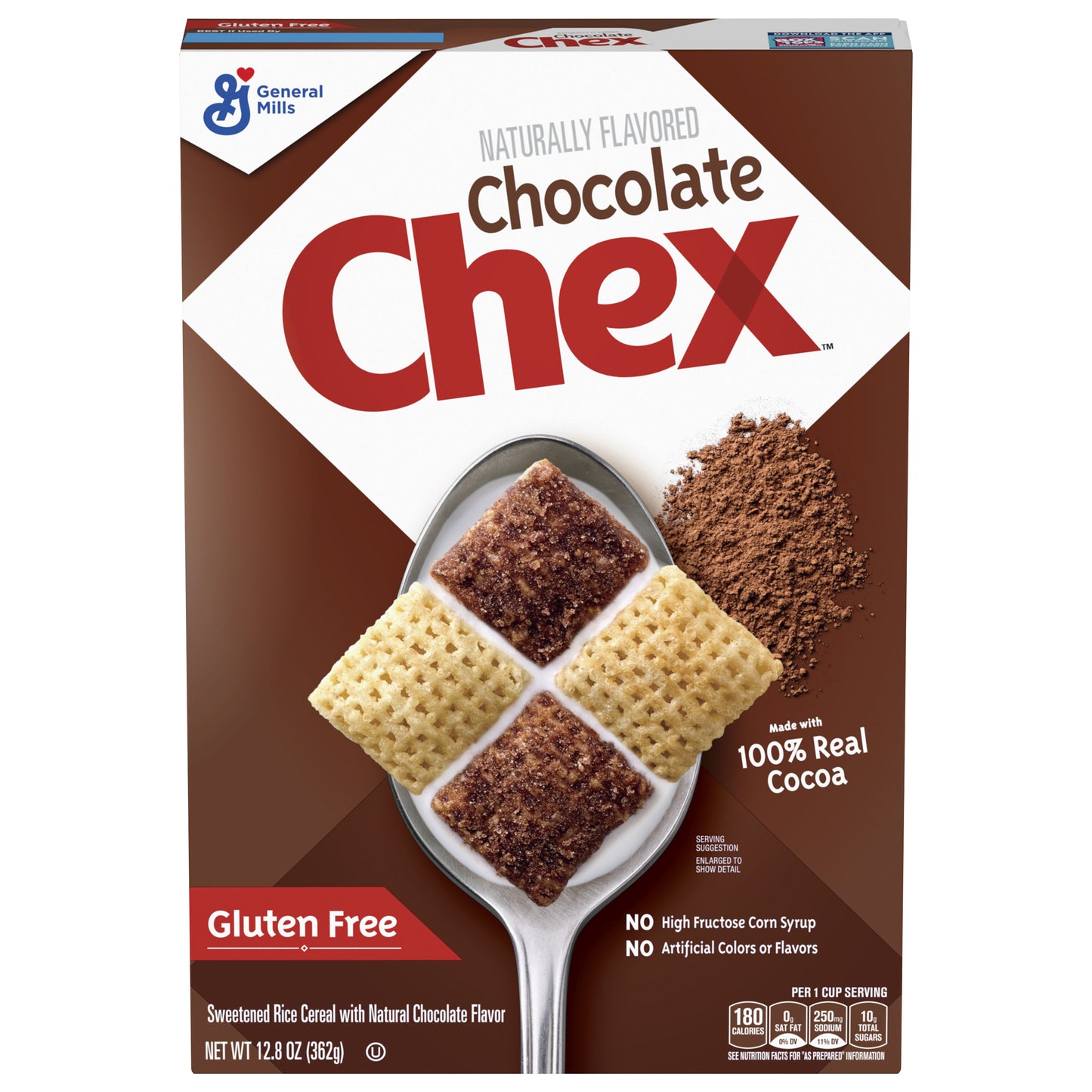 Chocolate Chex Cereal, Gluten Free Breakfast Cereal, Made with Whole Grain, 12.8 oz