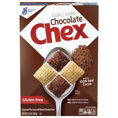 Chocolate Chex Cereal, Gluten Free Breakfast Cereal, Made with Whole Grain, 12.8 oz