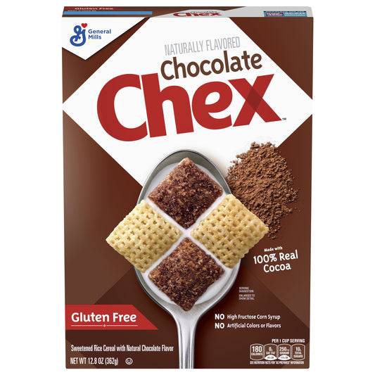 Chocolate Chex Cereal, Gluten Free Breakfast Cereal, Made with Whole Grain, 12.8 oz